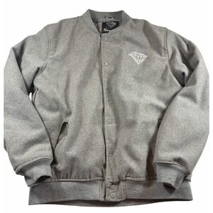 Diamond Supply Co Gray Varsity Jacket Mens Medium Quilted Snap Skate Streetwear